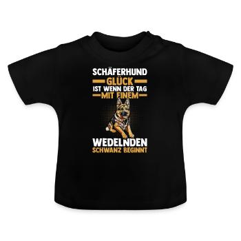 Hund Deutscher Schäferhund - Baby Bio-T-Shirt mit Rundhals - Schwarz - Vorne