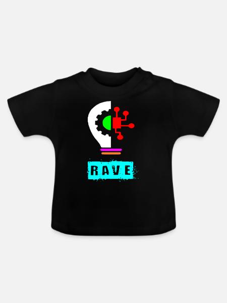 Rave-Glühbirne - Baby Bio-T-Shirt mit Rundhals - Schwarz