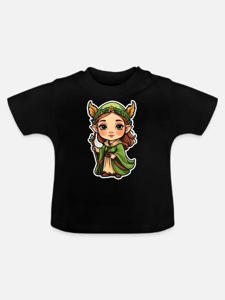 Druidin Druide Fantasy Illustration - Baby Bio-T-Shirt mit Rundhals - Schwarz