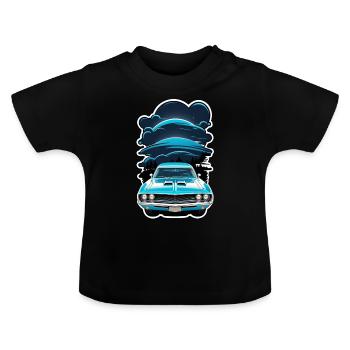Oldtimer Sonnenuntergang - Baby Bio-T-Shirt mit Rundhals - Schwarz - Vorne