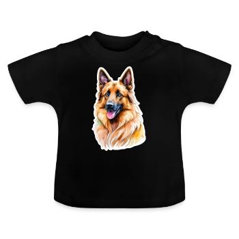 Belgischer Schäferhund Wasserfarben - Baby Bio-T-Shirt mit Rundhals - Schwarz - Vorne