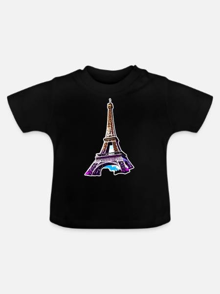 Eiffelturm #15 - Baby Bio-T-Shirt mit Rundhals - Schwarz