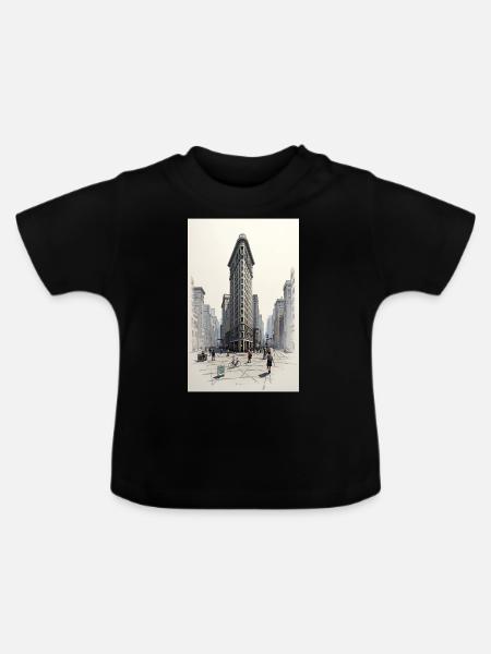Flatiron Building - Baby Bio-T-Shirt mit Rundhals - Schwarz