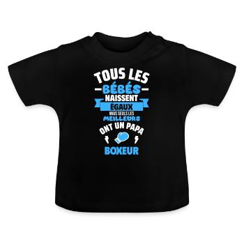 Bébé de Papa boxeur, boxe, cadeau de naissance - T-shirt bio col rond Bébé - noir - Devant