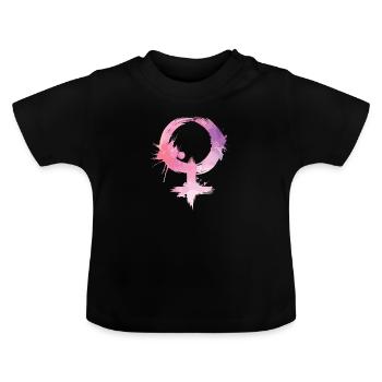 Gender Geschenk Symbol Frau Feminismus Farbklecks - Baby Bio-T-Shirt mit Rundhals - Schwarz - Vorne