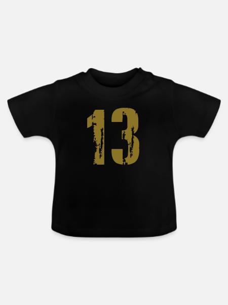 13 - Nummer - Baby Bio-T-Shirt mit Rundhals - Schwarz