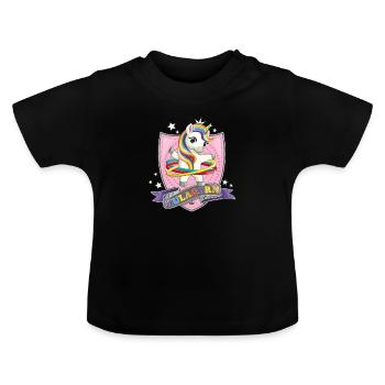 Einhorn Hula Hop / Hulacorn - Baby Bio-T-Shirt mit Rundhals - Schwarz - Vorne