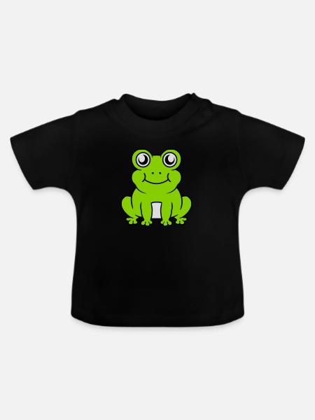 Kleiner sitzender süßer Frosch - Baby Bio-T-Shirt mit Rundhals - Schwarz