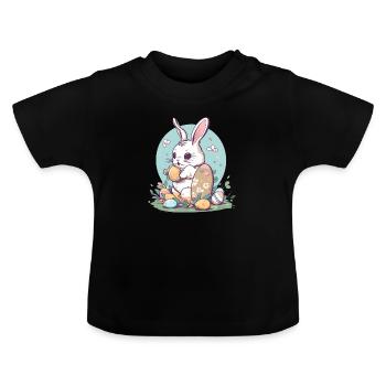Osterhase - Baby Bio-T-Shirt mit Rundhals - Schwarz - Vorne