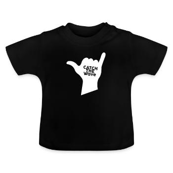 Surfing Surfboard Surfer Gift Idea - Baby Organic T-Shirt with Round Neck - black - Front