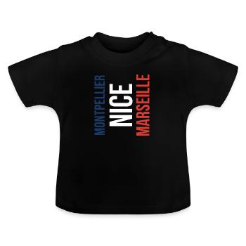 Montpellier Nizza oder Marseille? - Baby Bio-T-Shirt mit Rundhals - Schwarz - Vorne