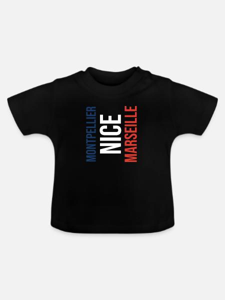Montpellier Nizza oder Marseille? - Baby Bio-T-Shirt mit Rundhals - Schwarz
