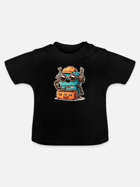 Ingenieur-Bot - Baby Bio-T-Shirt mit Rundhals - Schwarz
