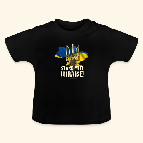 Ukraine Umriss Dreizack Fahne Selenskyj - Baby Bio-T-Shirt mit Rundhals