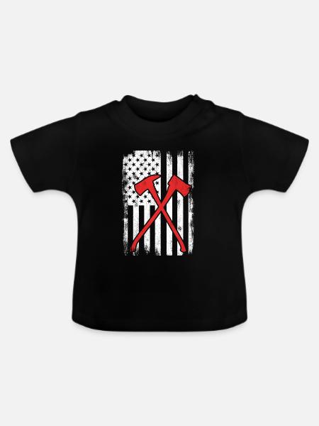 USA Feuerwehr - Baby Bio-T-Shirt mit Rundhals - Schwarz