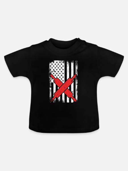 US Flagge Bäcker - Baby Bio-T-Shirt mit Rundhals - Schwarz