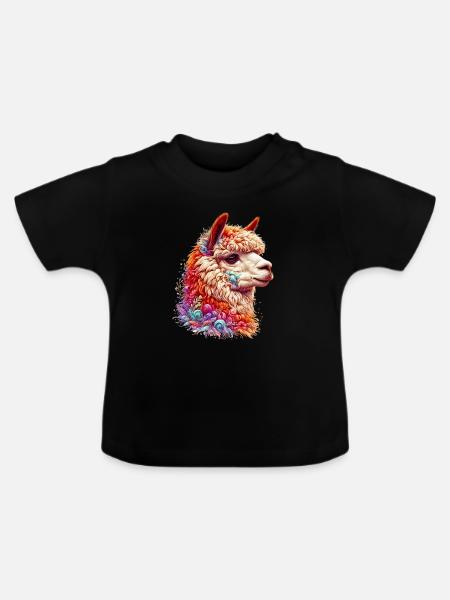 Alpaka - Baby Bio-T-Shirt mit Rundhals - Schwarz