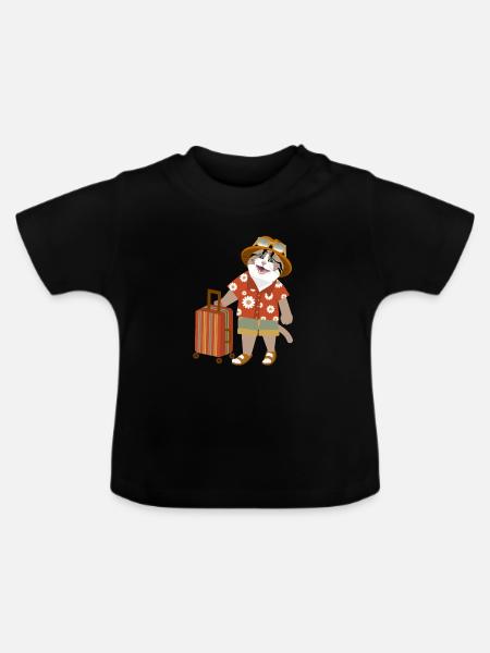 Katzen-Reiselaune - Baby Bio-T-Shirt mit Rundhals - Schwarz
