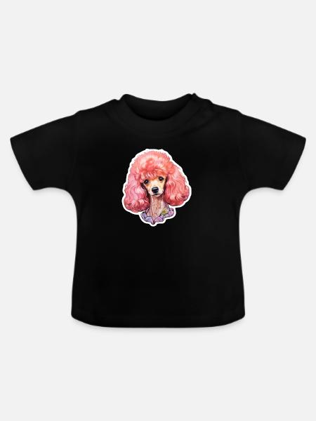 Pudel lockig - Baby Bio-T-Shirt mit Rundhals - Schwarz