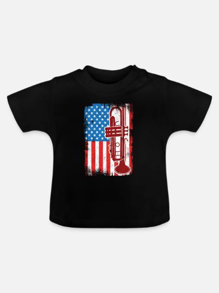 4. Juli USA Trompeter - Baby Bio-T-Shirt mit Rundhals - Schwarz