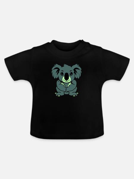 koalabär comic tier - Baby Bio-T-Shirt mit Rundhals - Schwarz