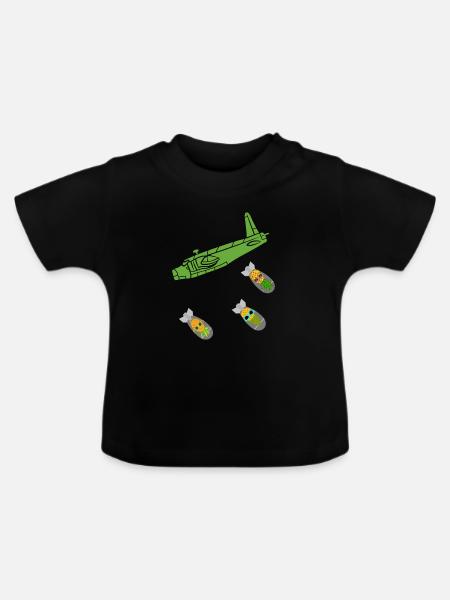 Green Pineapple Bomb Flugzeug - Baby Bio-T-Shirt mit Rundhals - Schwarz