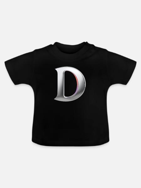 Chrome ,, D " Metallic - Baby Bio-T-Shirt mit Rundhals - Schwarz