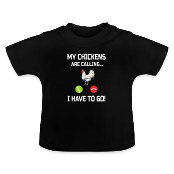 Chicken Chickens - Baby Organic T-Shirt with Round Neck - black - Front