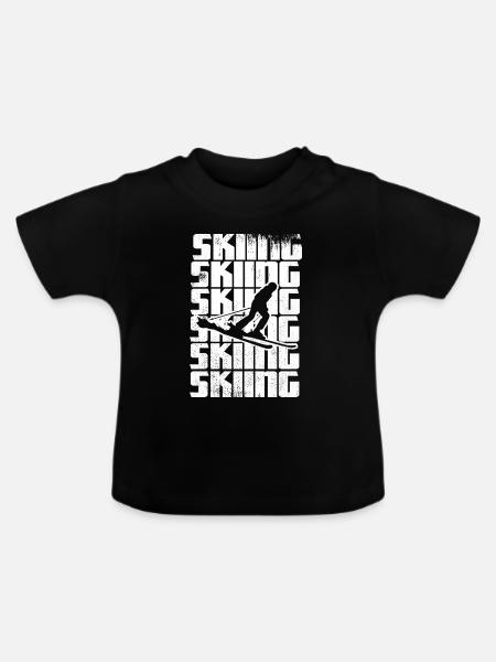 Lustiger Skifahrer - Baby Bio-T-Shirt mit Rundhals - Schwarz