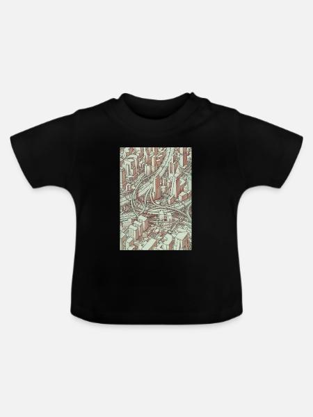 Wireframe Intersection - Baby Bio-T-Shirt mit Rundhals - Schwarz