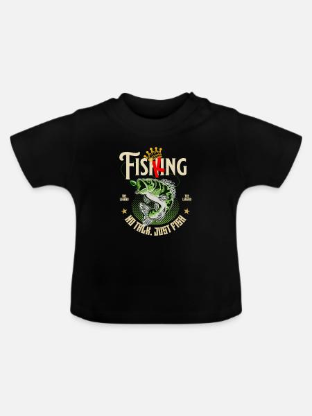 Fish King Angler Design - Baby Bio-T-Shirt mit Rundhals - Schwarz