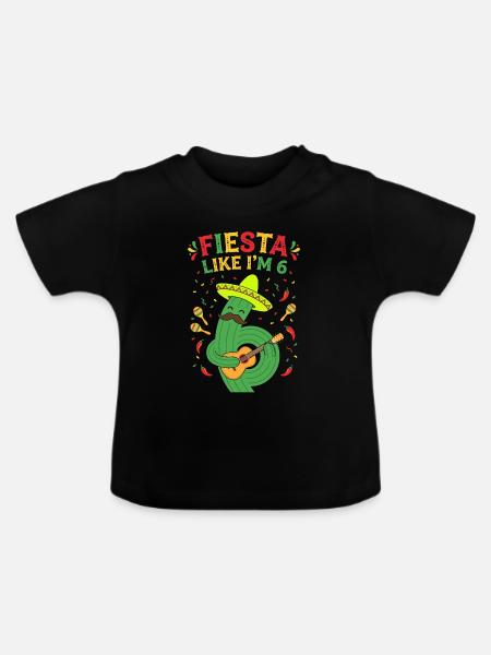 Fiesta Like I'm 6 Kaktus - Baby Bio-T-Shirt mit Rundhals - Schwarz