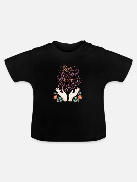 Keep Going. Keep Growing. - Baby Bio-T-Shirt mit Rundhals - Schwarz