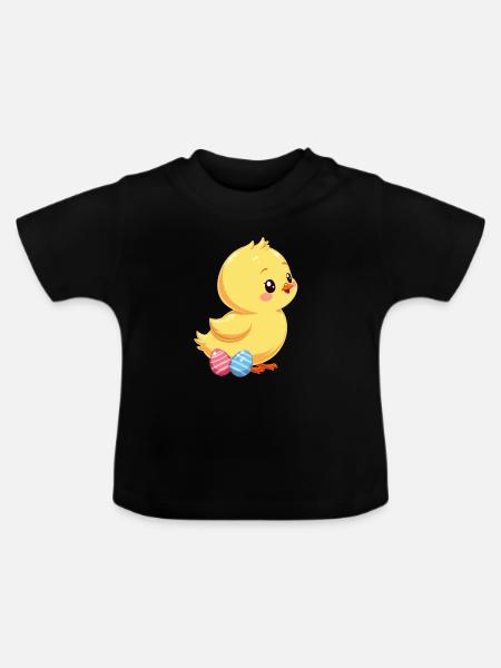Küken an Ostern - Baby Bio-T-Shirt mit Rundhals - Schwarz