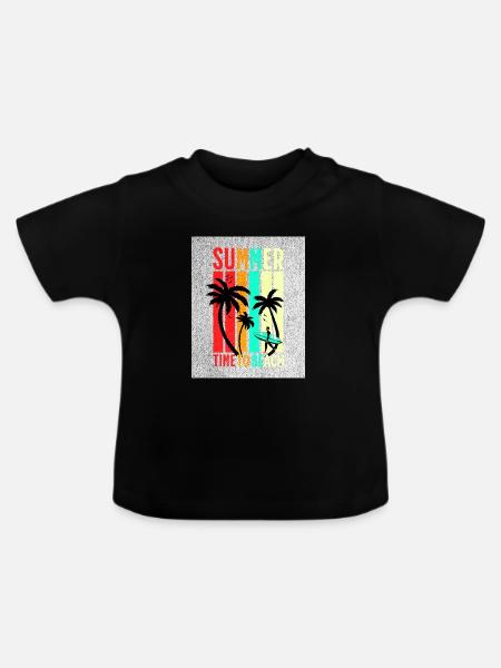 Summer Beach Stripes Surf - Baby Bio-T-Shirt mit Rundhals - Schwarz