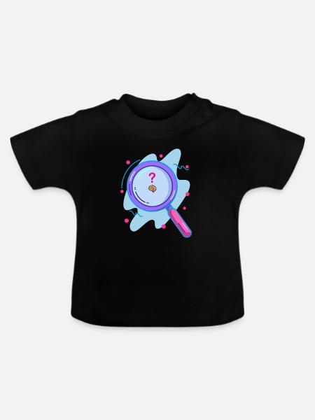 Gehirn mit der Lupe suchen - Baby Bio-T-Shirt mit Rundhals - Schwarz