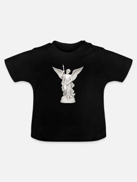 Geflügelter Engel mit Speer-Illustration - Baby Bio-T-Shirt mit Rundhals - Schwarz