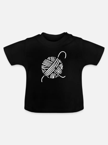 Handarbeit stricken häkeln Geschenk - Baby Bio-T-Shirt mit Rundhals - Schwarz