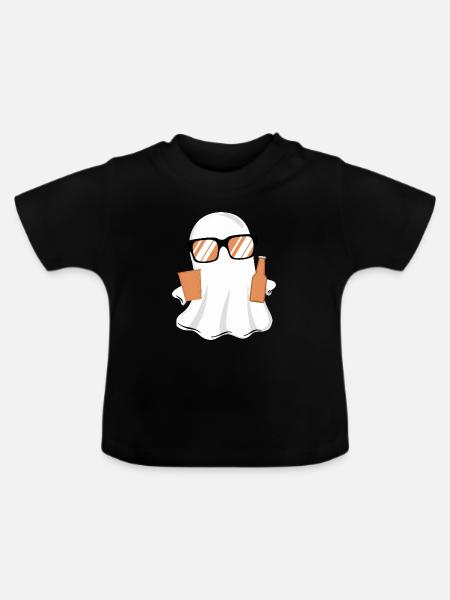Halloween Buhs lustig - Baby Bio-T-Shirt mit Rundhals - Schwarz