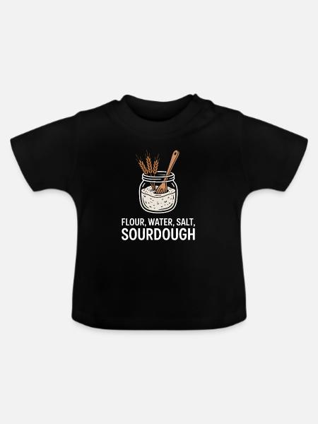 Sauerteigglas Mehl Wasser Salz - Baby Bio-T-Shirt mit Rundhals - Schwarz