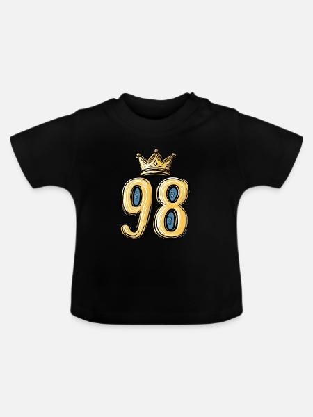 98 Zahl Krone - Baby Bio-T-Shirt mit Rundhals - Schwarz