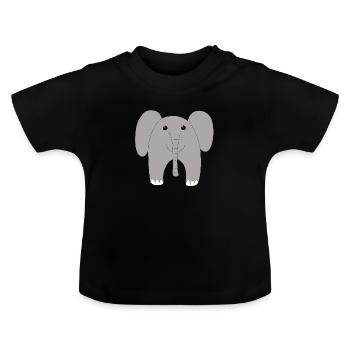Baby elephant - front view - Baby Organic T-Shirt with Round Neck - black - Front