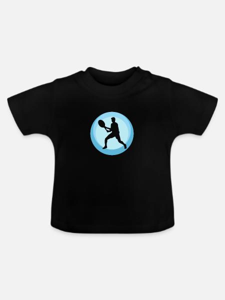 Racket Tennisschlag - Baby Bio-T-Shirt mit Rundhals - Schwarz