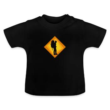 Backpacker Rucksack Wanderung - Baby Bio-T-Shirt mit Rundhals - Schwarz - Vorne