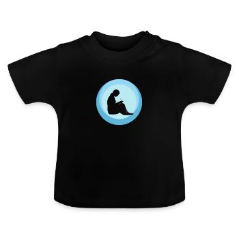 Crochet Needle Knitting - Baby Organic T-Shirt with Round Neck - black - Front