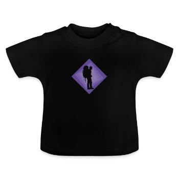 Backpacker Rucksack Wandern - Baby Bio-T-Shirt mit Rundhals - Schwarz - Vorne
