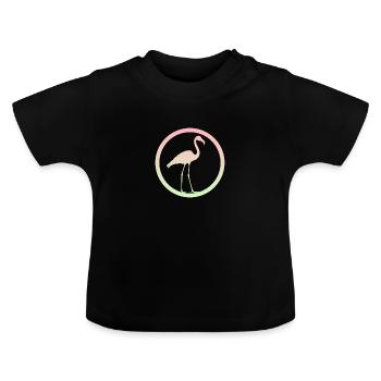 Wasservogel Flamingos Flamenco - Baby Bio-T-Shirt mit Rundhals - Schwarz - Vorne
