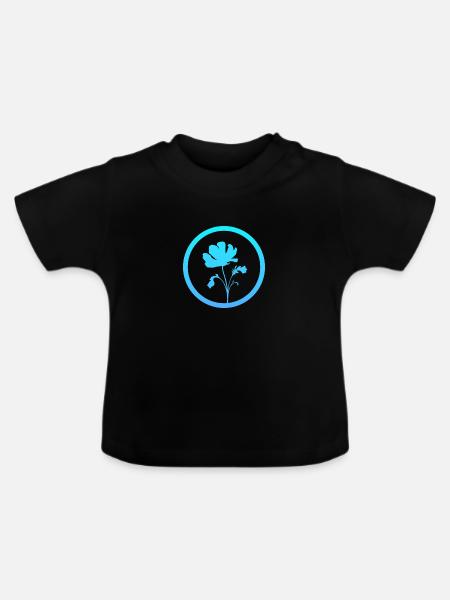 Botanisch Flora Blume - Baby Bio-T-Shirt mit Rundhals - Schwarz