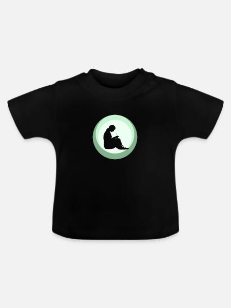 Häkeln Nadel Wolle - Baby Bio-T-Shirt mit Rundhals - Schwarz