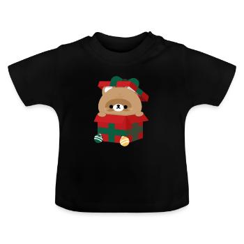 Biber Weihnachtsgeschenk - Baby Bio-T-Shirt mit Rundhals - Schwarz - Vorne
